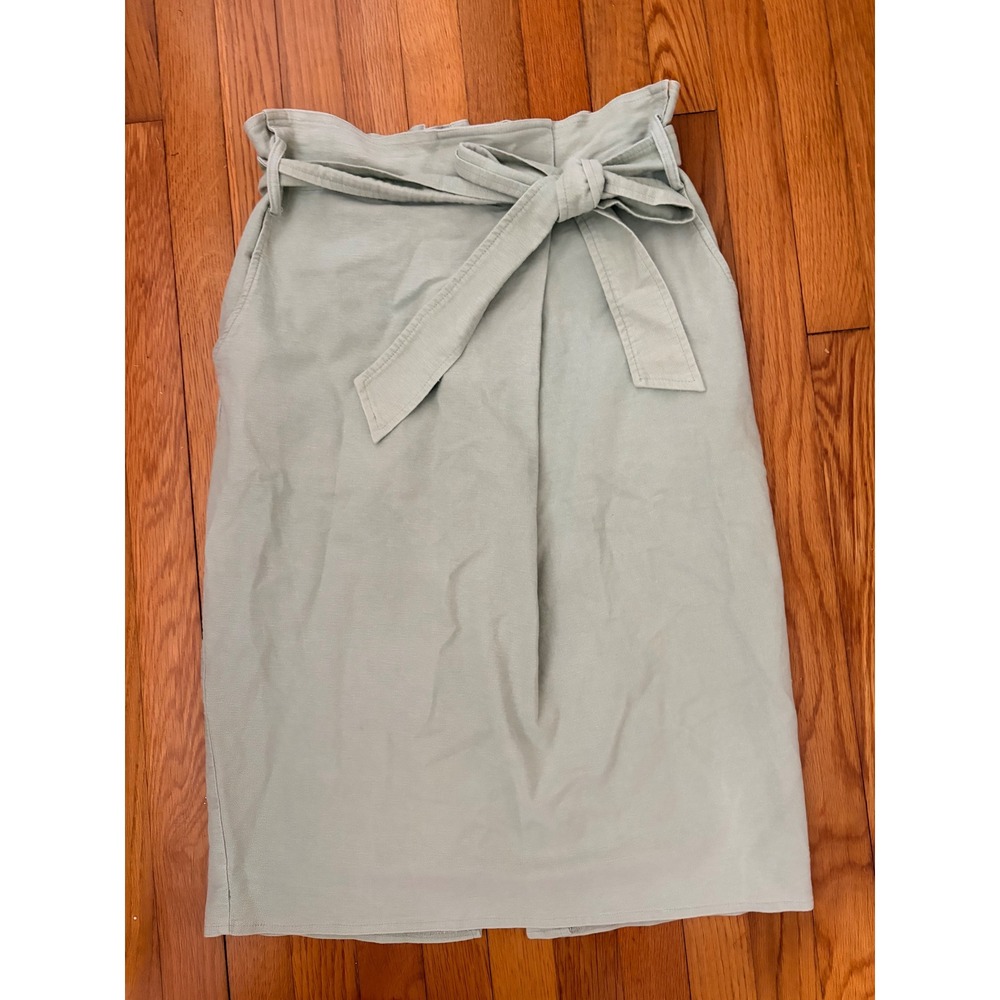 Maeve Anthropologie Sage Green Paperbag Waist Midi Pencil Skirt Large